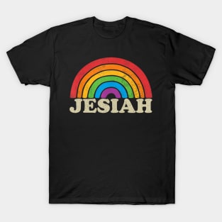 Jesiah - Retro Rainbow Flag Vintage-Style T-Shirt